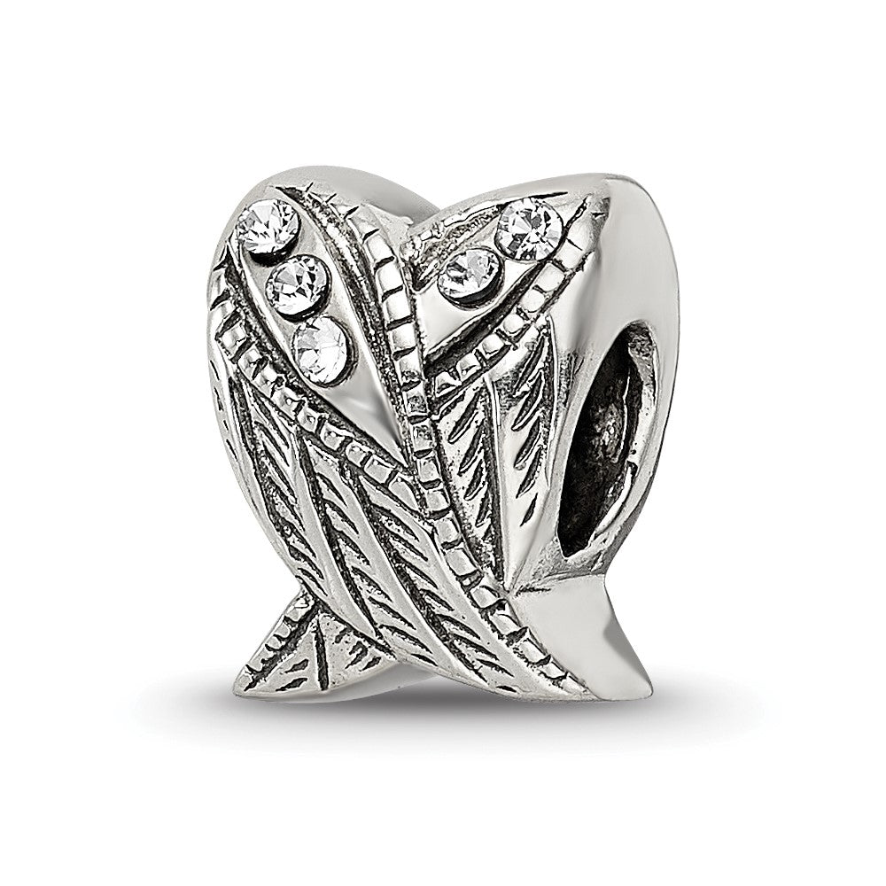 Sterling Silver Reflections Preciosa Crystal Wings Bead, 10.91 x 9.09 mm