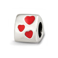 Sterling Silver Reflections Red Enameled Love You Bead, 8.18 x 7.27 mm