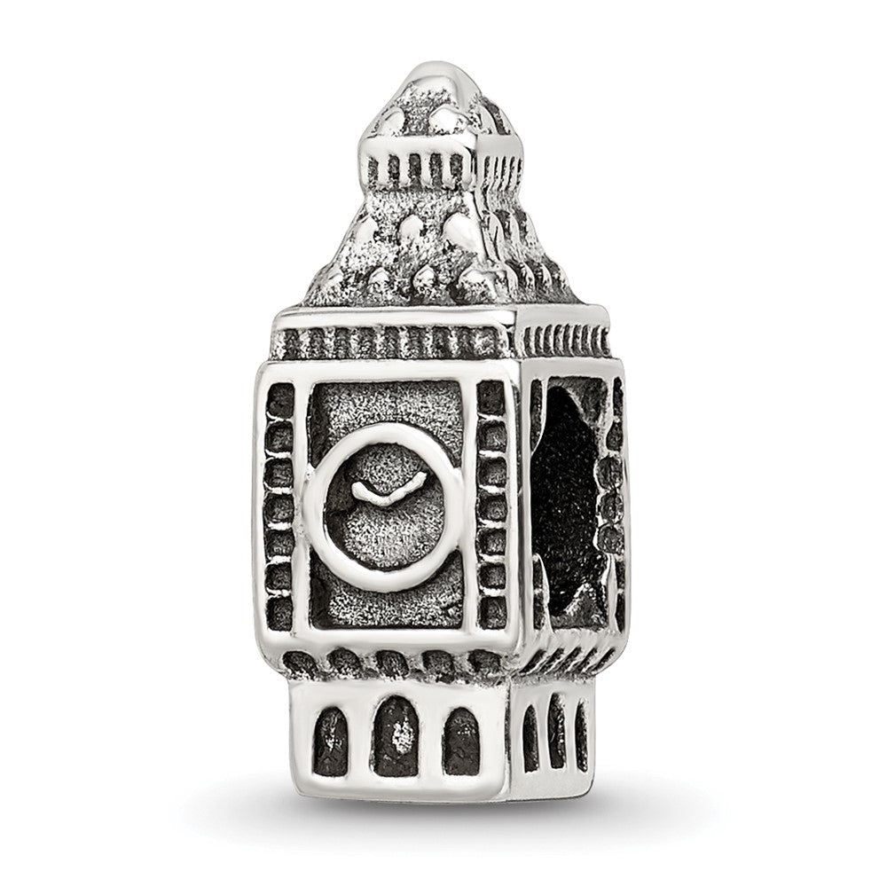Sterling Silver Reflections Big Ben Clock Bead, 16.36 x 6.36 mm