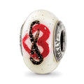 Sterling Silver Reflections Heart Infinity Murano Glass Bead, 14.55 x 9.09 mm
