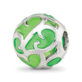 Sterling Silver Reflections Green Filigree Enameled Bead, 10 x 10 mm