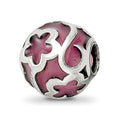 Sterling Silver Reflections Purple Floral Enameled Bead, 10 x 10 mm
