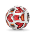 Sterling Silver Reflections Red Heart Enameled Bead, 10 x 10 mm