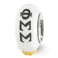 Ster.Silver Reflections Hand Painted Phi Sigma Sigma Fenton Glass Bead