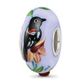 Sterling Silver Reflections Blue Bye Bye Blackbird Fenton Glass Bead, 14.5 x 7.8 mm