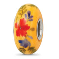 Sterling Silver Reflections Luau Fenton Glass Bead, 14.5 x 7.6 mm