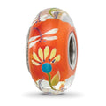 Sterling Silver Reflections Dragonfly Love Fenton Glass Bead, 14.5 x 7.6 mm