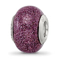 Sterling Silver Reflections Pink Glitter Italian Glass Bead, 14.7 x 10.2 mm