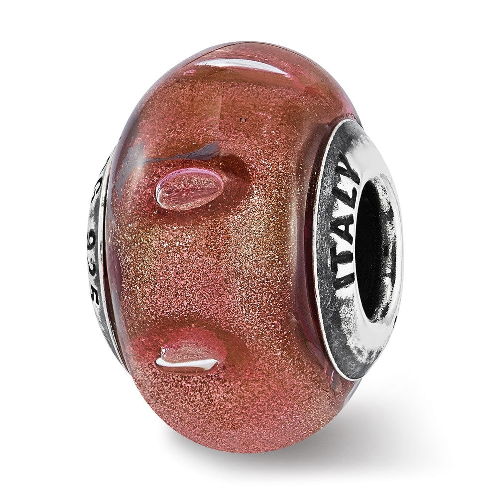 Sterling Silver Reflections Marsala Italian Murano Glass Bead, 14.6 x 9.9 mm