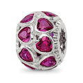 Sterling Silver Reflections Polished Red Heart CZ Bead, 12.4 x 10.4 mm
