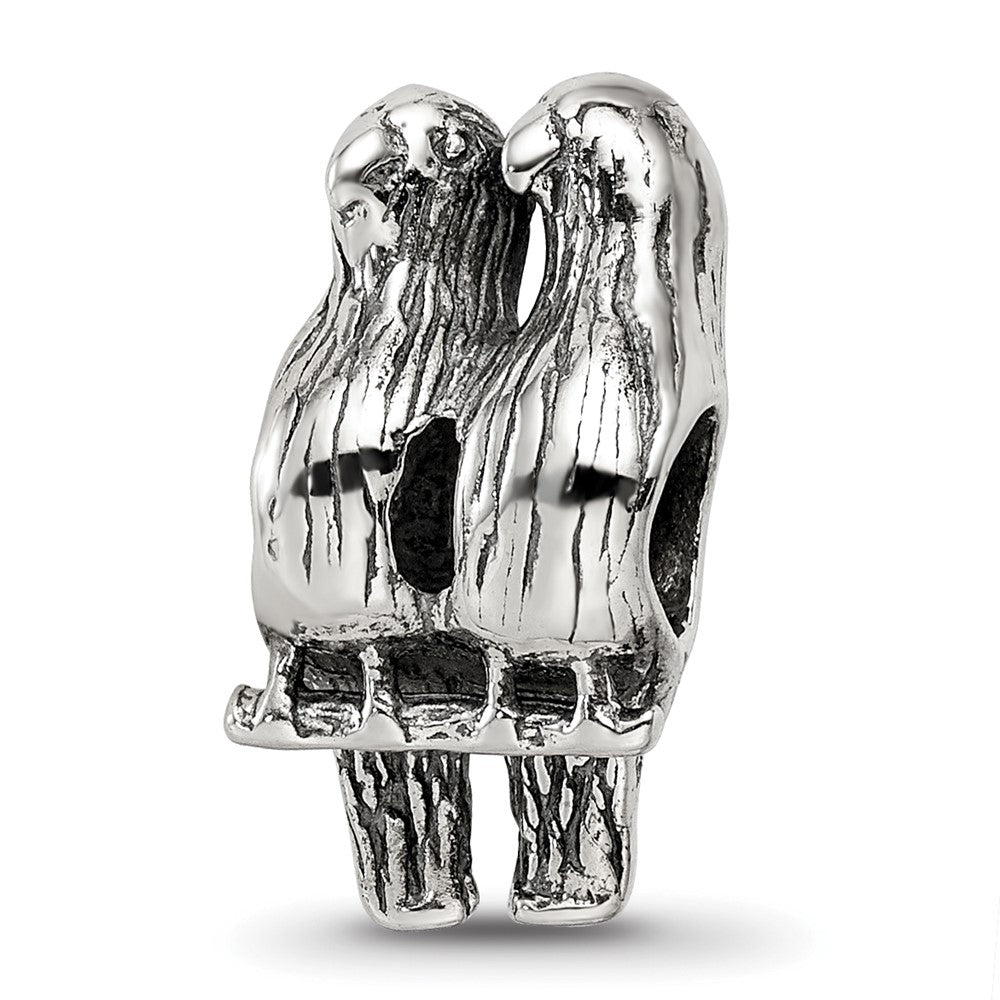 Sterling Silver Reflections Love Birds Bead, 16.36 x 8.18 mm