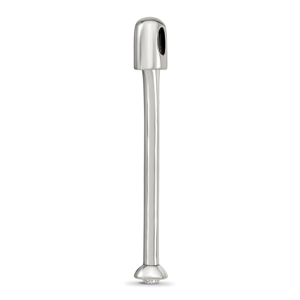 Sterling Silver Reflections Polished Top Crystal Pendant, 40.5 x 4.5 mm