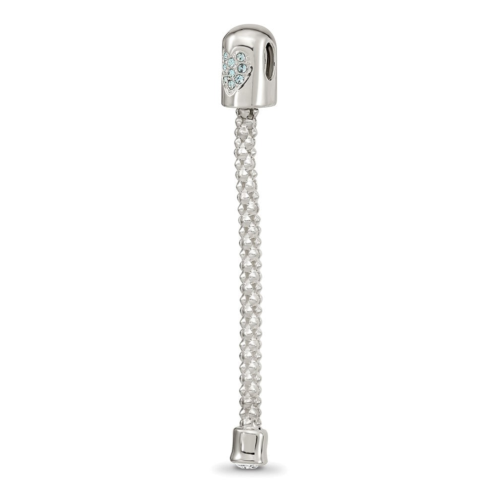 Sterling Silver Reflections Blue Crystal Heart Top Chain Pendant, 54.2 x 5.7 mm