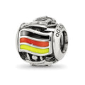 Sterling Silver Reflections Enameled Germany Theme Bead, 10.6 x 10.6 mm