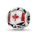 Sterling Silver Reflections Enameled Canada Theme Bead, 10.6 x 10.6 mm