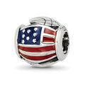 Sterling Silver Reflections Enameled USA Theme Bead, 10.6 x 10.6 mm