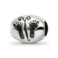 Sterling Silver Reflections Antiqued Baby Feet Butterfly Bead, 8.6 x 10.6 mm