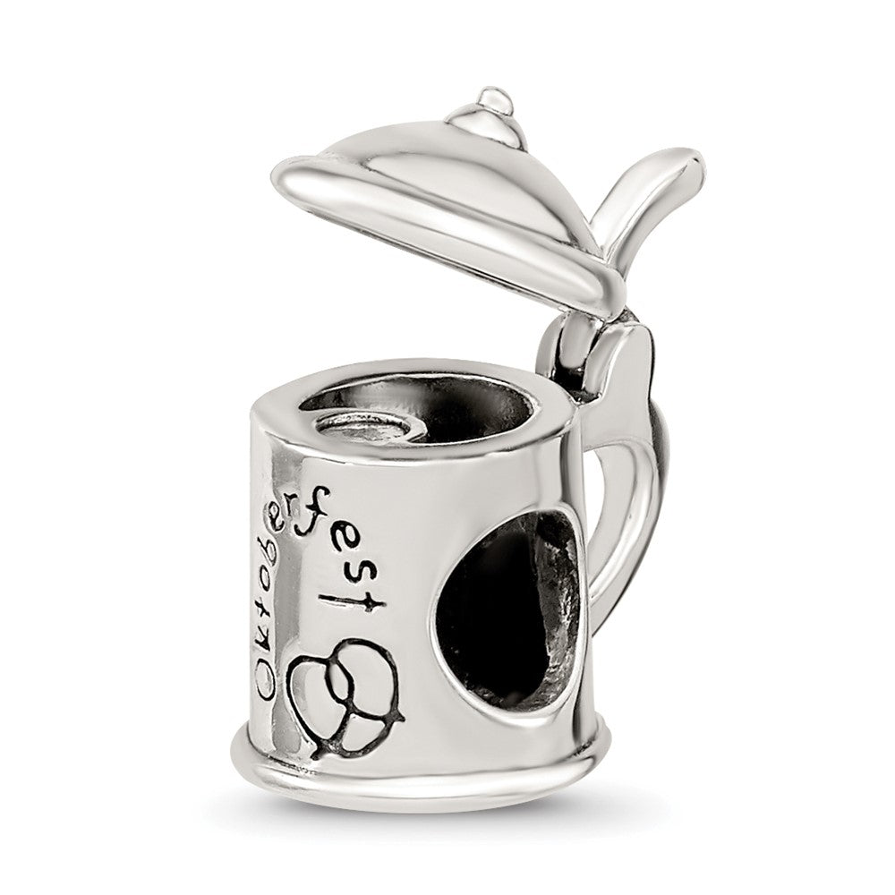 Sterling Silver Reflections Octoberfest Beer Stein Bead, 12.4 x 8.3 mm