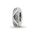 Sterling Silver Reflections with Crystals Wave Spacer Bead, 9.9 x 3.3 mm