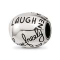 Sterling Silver Reflections Crystals Live Laugh Love Bead, 10.7 x 11.6 mm