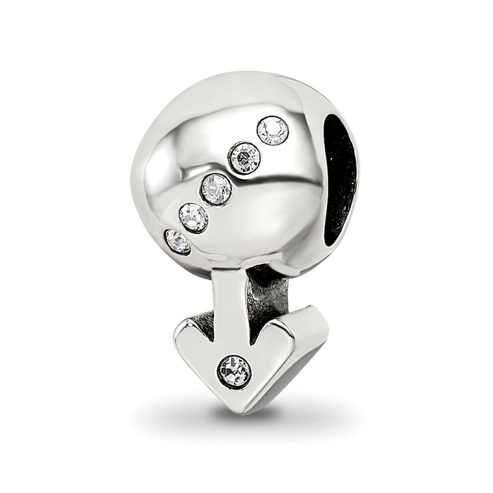 Sterling Silver Reflections Crystals Boy Symbol Bead, 12.1 x 7.4 mm