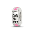 Sterling Silver Reflections Pink Enameled Hearts Love Amour Spacer Bead, 9.8 x 3.7 mm