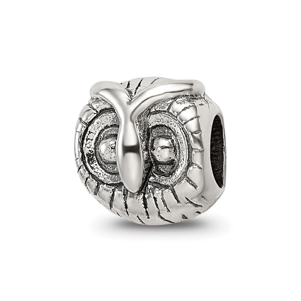 Sterling Silver Reflections Owl Head Bead, 8.18 x 8.18 mm