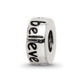 Sterling Silver Reflections Pink Crystal Believe Spacer Bead, 10.3 x 4.5 mm