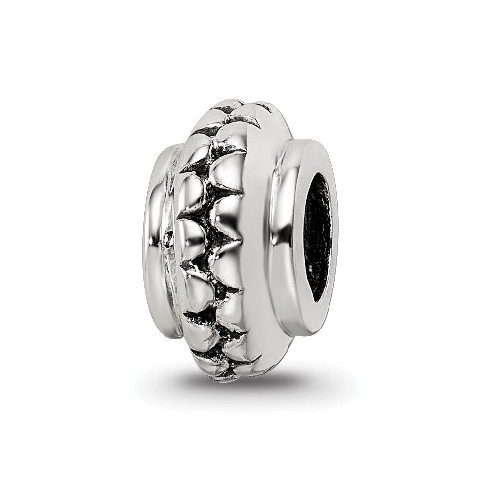 Sterling Silver Reflections Polished Grooved Gripper Bead, 10.1 x 5.7 mm