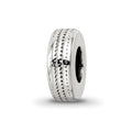 Sterling Silver Reflections Antiqued Textured Gripper Bead, 10.5 x 4.2 mm