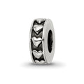 Sterling Silver Reflections Antiqued Hearts Gripper Bead, 10.1 x 3.8 mm