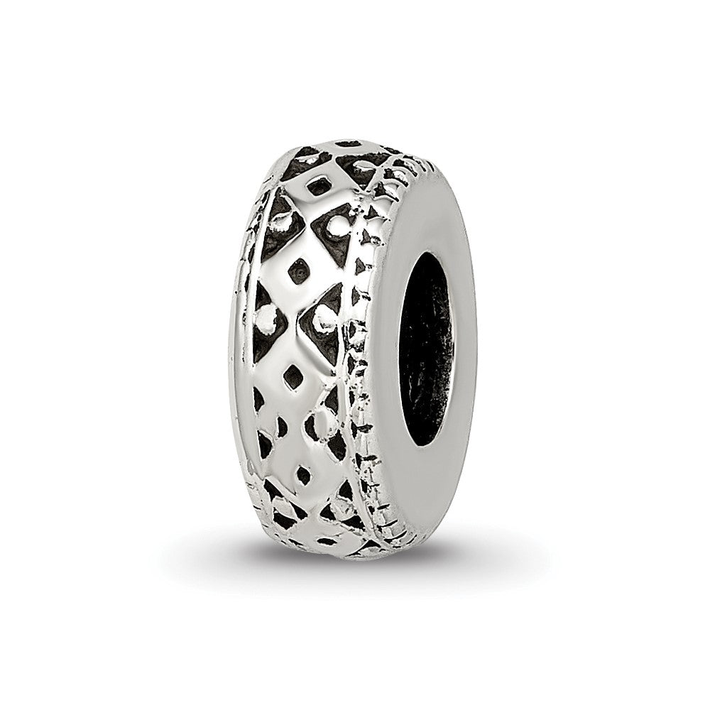 Sterling Silver Reflections Antiqued Bali Gripper Bead, 10.5 x 4.2 mm, 1.64 g