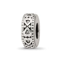 Sterling Silver Reflections Antiqued Bali Hearts Gripper Bead, 10.4 x 4.1 mm