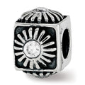 Sterling Silver Reflections CZ Bead, 12 x 8.3 mm