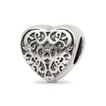 Sterling Silver Reflections Filigree Heart Bead, 9.9 x 10.4 mm