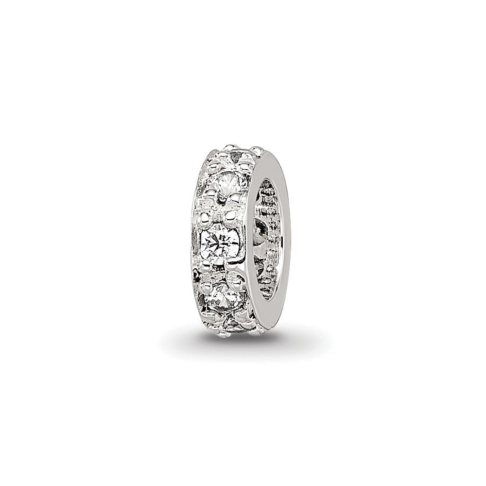 Sterling Silver Reflections CZ Spacer Bead, 6.8 x 2.4 mm