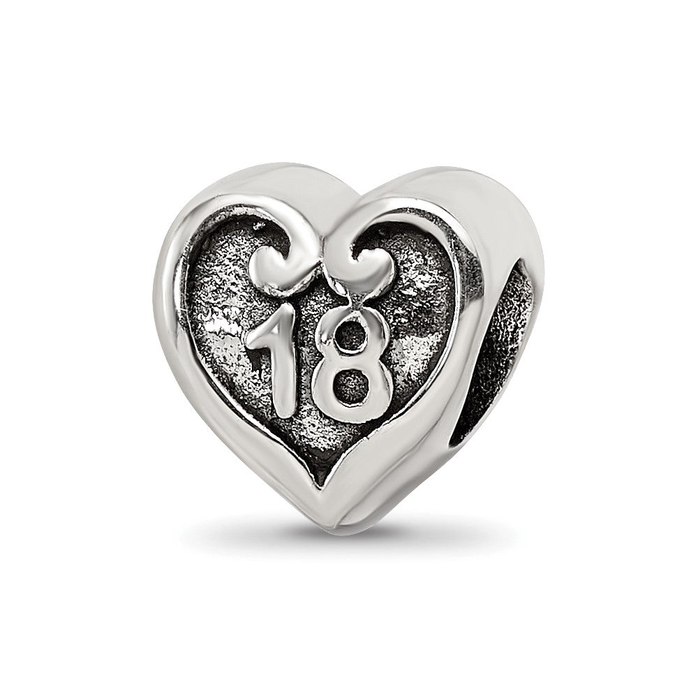 Sterling Silver Reflections 18 Heart Bead, 9.3 x 9.2 mm