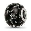 Sterling Silver Reflections Rhodium-plated Bubbles Black Glass Bead, 14 x 11.4 mm