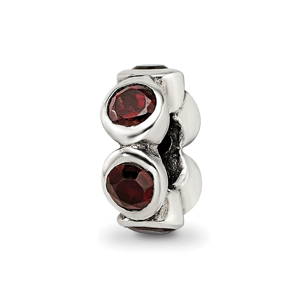 Sterling Silver Reflections Red CZ Bead, 9.09 x 3.64 mm