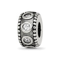 Sterling Silver Reflections CZ Antiqued Bali Bead, 10.8 x 6.1 mm
