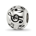 Sterling Silver Reflections Rhodium-plated Enameled Musical Notes Bead, 12 x 10.1 mm