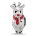 Sterling Silver Reflections Rhodium-plated Enameled Rudolph Bead, 16.8 x 7.2 mm