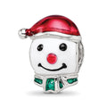 Sterling Silver Reflections Rh-plated Enameled Snowman Head Bead, 12.35 x 8.2 mm