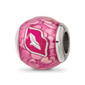 Sterling Silver Reflections Pink Enameled Smooches Lips Bead, 11 x 10.5 mm