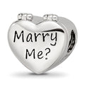 Sterling Silver Reflections Enamel Crystal Marry Me Heart Bead, 11.9 x 13.1 mm