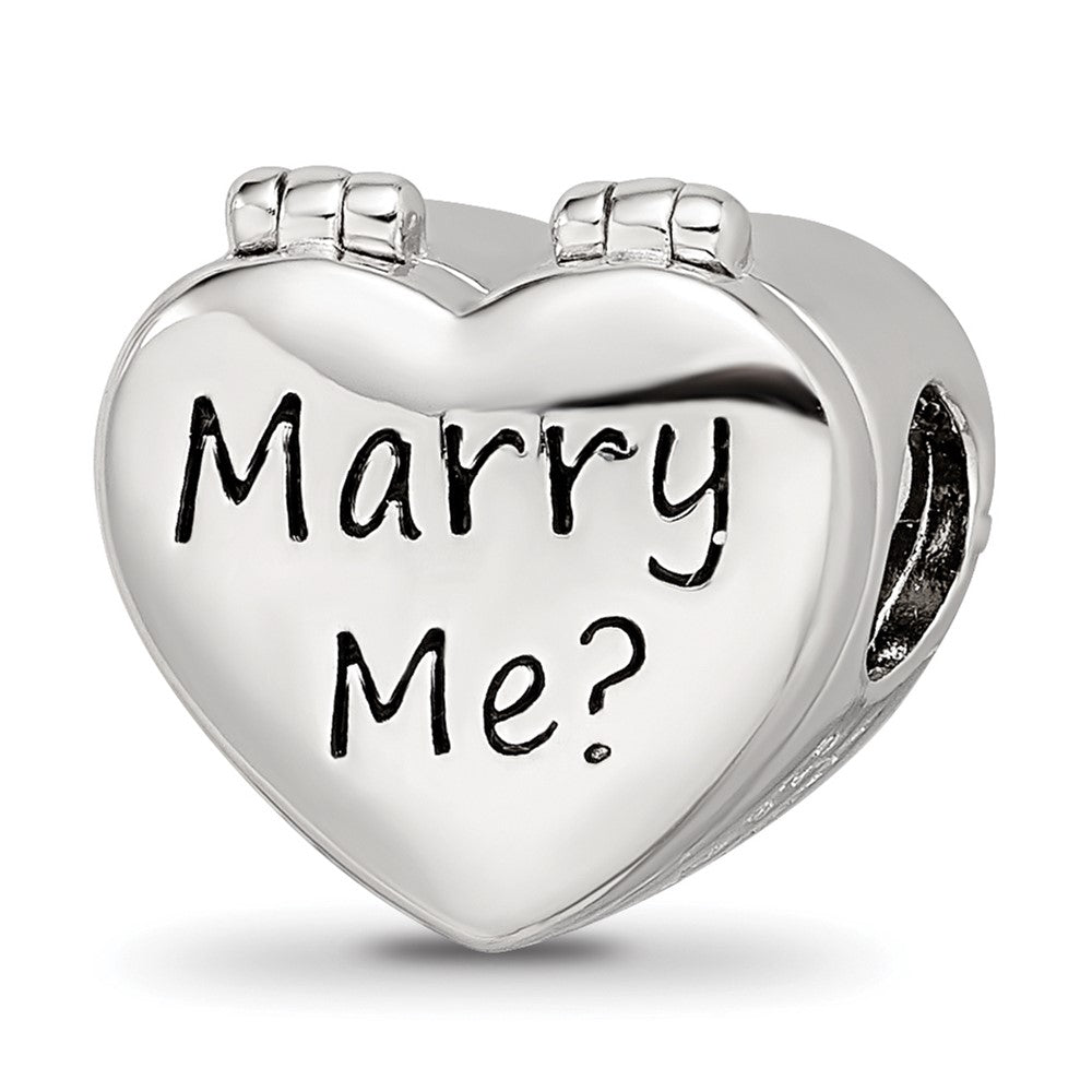 Sterling Silver Reflections Enamel Crystal Marry Me Heart Bead, 11.9 x 13.1 mm