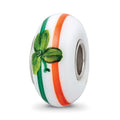 Ster.Silver Reflections Hand Painted The Irish Fenton Glass Bead, 14.8 x 14.8 mm