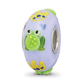 Ster.Silver Reflections Hand Painted Froggie Kisses Fenton Glass Bead, 15.2 x 15.2 mm