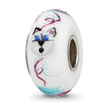 Ster.Silver Reflections Hand Painted Mittens Fenton Glass Bead, 14.5 x 14.5 mm
