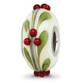 Ster.Silver Reflections Hand Paint Magical Holly-Days Fenton Glass Bead, 15.2 x 15.2 mm